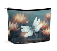 BVNMT Trousse de maquillage portable de grande capacité, trousse de maquillage de voyage, sac de rangement, trousse de toilette imprimée guépard, convient pour les femmes et les filles, Libellule avec