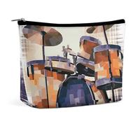 BVNMT Trousse de maquillage portable de grande capacité, trousse de maquillage de voyage, sac de rangement, trousse de toilette imprimée mauvais œil, convient pour les femmes et les filles, Jazz Drum