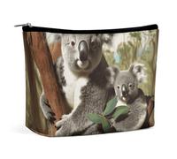 BVNMT Trousse de maquillage portable de grande capacité, trousse de maquillage de voyage, sac de rangement, trousse de toilette imprimée Hong Kong, adaptée pour les femmes et les filles, Famille koala