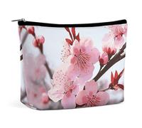 BVNMT Trousse de maquillage portable de grande capacité, trousse de maquillage de voyage, sac de rangement, trousse de toilette imprimée fleur de prunier adaptée pour les femmes et les filles, Plum
