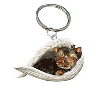 BVSPA Porte-clés en acrylique avec pendentif en forme d'ange endormi pour les amoureux des chiens