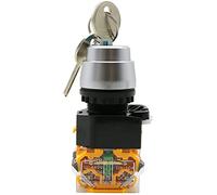 BVTUCMDY LA38-11Y/2 LA38-20Y/3 Interrupteur à Bouton Rotatif à Verrouillage à clé, sélecteur de 22 mm, 2 ou 3 Positions, 1 NO, 1 NC, 2 NO, avec 2 clés(3 Position)