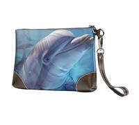 bvxcdd Belle pochette en cuir imprimé papillon, bracelet en cuir véritable, sac de rangement pour soirées, rendez-vous galants, mariages et cadeaux, Winter the Dauphin, Taille unique