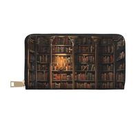bvxcdd Book Room Portefeuille long en cuir synthétique avec 12 emplacements pour cartes et poche zippée pour pièces de monnaie pour un usage quotidien, les voyages et les cadeaux