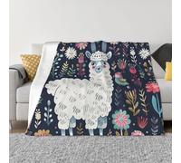 bvxcdd Couverture en flanelle à imprimé floral lama, couverture ultra douce en micro polaire légère en plusieurs tailles, idéale pour canapé, lit, camping, voyage