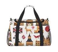bvxcdd Koala Sac fourre-tout de voyage pliable avec bandoulière et poignées doubles pour week-end, gym, voyage d'affaires et cabine à l'aéroport 50 x 33 x 26 cm, Symboles de l'Angleterre, Taille