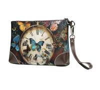 bvxcdd Pochette en cuir avec motif de médecine de dessin animé, bracelet en cuir véritable, sac de rangement pour soirées, rendez-vous galants, mariages et cadeaux, Horloge papillon, Taille unique