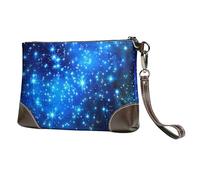 bvxcdd Pochette en cuir avec motif de médecine de dessin animé, bracelet en cuir véritable, sac de rangement pour soirées, rendez-vous galants, mariages et cadeaux, Étoiles bleues brillantes., Taille