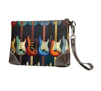 bvxcdd Pochette en cuir avec motif de médecine de dessin animé, bracelet en cuir véritable, sac de rangement pour soirées, rendez-vous galants, mariages et cadeaux, Motif guitare artistique, Taille
