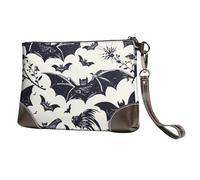 bvxcdd Pochette en cuir avec motif de médecine de dessin animé, bracelet en cuir véritable, sac de rangement pour soirées, rendez-vous galants, mariages et cadeaux, Motif chauve-souris., Taille unique