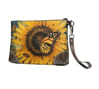bvxcdd Pochette en cuir avec motif de médecine de dessin animé, bracelet en cuir véritable, sac de rangement pour soirées, rendez-vous galants, mariages et cadeaux, Papillon et tournesol., Taille