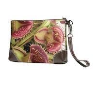 bvxcdd Pochette en cuir avec motif de mouton mignon et coloré, bracelet en cuir véritable, sac de rangement pour soirées, rendez-vous galants, mariages et cadeaux, Plante carnivore, Taille unique