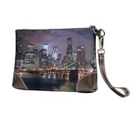 bvxcdd Pochette en cuir avec motif fleur de coquelicot, bracelet en cuir véritable, sac de rangement pour soirées, rendez-vous galants, mariages et cadeaux, New York Night, Taille unique