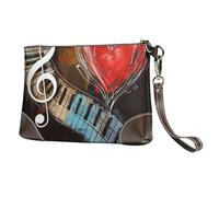 bvxcdd Pochette en cuir imprimé avion, bracelet en cuir véritable, sac de rangement pour soirées, rendez-vous galants, mariages et cadeaux, Amour et musique aigus, Taille unique