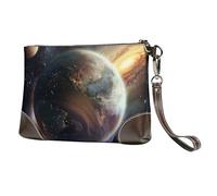 bvxcdd Pochette en cuir imprimé avion, bracelet en cuir véritable, sac de rangement pour soirées, rendez-vous galants, mariages et cadeaux, Univers Planète, Taille unique