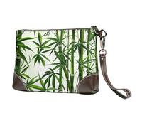 bvxcdd Pochette en cuir imprimé koala, bracelet en cuir véritable, sac de rangement pour soirées, rendez-vous galants, mariages et cadeaux, Green Bamboo Print Tropical Nature Plant, Taille unique
