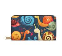 bvxcdd Portefeuille long avec imprimé escargot mignon - Portefeuille élégant en cuir synthétique avec 12 emplacements pour cartes et poche zippée pour pièces de monnaie pour un usage quotidien, les