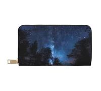 bvxcdd Portefeuille long imprimé arbre de nuit - Portefeuille élégant en cuir synthétique avec 12 emplacements pour cartes et poche zippée pour pièces de monnaie pour un usage quotidien, les voyages