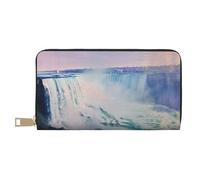 bvxcdd Portefeuille long imprimé Niagara Falls - Portefeuille élégant en cuir synthétique avec 12 emplacements pour cartes et poche zippée pour pièces de monnaie pour un usage quotidien, les voyages