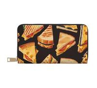 bvxcdd Portefeuille long imprimé sandwich au fromage - Portefeuille élégant en cuir synthétique avec 12 emplacements pour cartes et poche zippée pour pièces de monnaie pour un usage quotidien, les