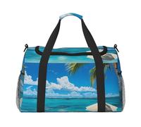 bvxcdd Sac fourre-tout de voyage imprimé avion 50 x 33 x 26 cm pliable avec bandoulière et deux poignées pour les voyages de week-end, gym, voyage d'affaires et cabine à l'aéroport, Plage Blanche