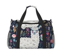 bvxcdd Sac fourre-tout de voyage imprimé libellule 50 x 33 x 26 cm pliable avec bandoulière et deux poignées pour les voyages de week-end, gym, voyage d'affaires et cabine à l'aéroport, Adorable lama