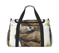 bvxcdd Sac fourre-tout de voyage pliable avec bandoulière et deux poignées pour week-end, gym, voyage d'affaires et aéroport 50 x 33 x 26 cm, Ours., Taille unique