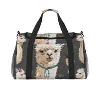 bvxcdd Sac fourre-tout de voyage pliable avec bandoulière et deux poignées pour week-end, gym, voyage d'affaires et aéroport 50 x 33 x 26 cm, Alpaga Lama, Taille unique
