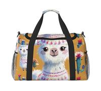 bvxcdd Sac fourre-tout de voyage pliable avec bandoulière et double poignées pour week-end, gym, voyage d'affaires et aéroport 50 x 33 x 26 cm, Animal mignon en alpaga, Taille unique