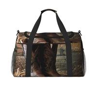 bvxcdd Sac fourre-tout de voyage pliable avec bandoulière et double poignées pour w nd, gym, voyage d'affaires et aéroport 50 x 33 x 26 cm, Bottes western de cowboy noires, Taille unique