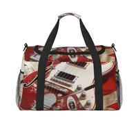 bvxcdd Sac fourre-tout de voyage pliable avec bandoulière et poignées doubles pour week-end, gym, voyage d'affaires et bagage à main à l'aéroport 50 x 33 x 26 cm, Guitare drapeau anglais, Taille