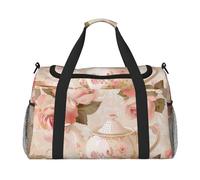 bvxcdd Sac fourre-tout de voyage pliable avec bandoulière et poignées doubles pour week-end, gym, voyage d'affaires et cabine à l'aéroport 50 x 33 x 26 cm Turquoise, Tasses à thé romantiques avec