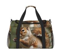 bvxcdd Sac fourre-tout de voyage pliable avec bandoulière et poignées doubles pour week-end, gym, voyage d'affaires et cabine à l'aéroport Blanc à pois 50 x 33 x 26 cm, écureuil, Taille unique