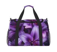 bvxcdd Sac fourre-tout de voyage pliable avec bandoulière et poignées doubles pour w nd, gym, voyage d'affaires et cabine à l'aéroport 50 x 33 x 26 cm, Fleurs de lys violettes, Taille unique