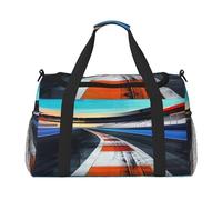 bvxcdd Sac fourre-tout de voyage pliable avec sangle d'épaule et double poignées pour week-end, gym, voyage d'affaires et aéroport 50 x 33 x 26 cm, Circuit de course., Taille unique