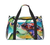 bvxcdd Sac fourre-tout de voyage pliable avec sangle d'épaule et double poignées pour w nd, gym, voyage d'affaires et aéroport 50 x 33 x 26 cm, Art tortue de mer, Taille unique