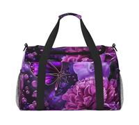 bvxcdd Sac fourre-tout de voyage pliable avec sangle d'épaule et double poignées pour w nd, gym, voyage d'affaires et bagage à main à l'aéroport Bleu et rose feu 127 x 83 x 66 cm, Beau papillon