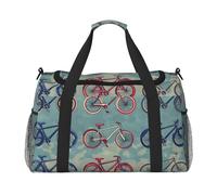 bvxcdd Sac fourre-tout de voyage pliable avec sangle d'épaule et double poignées pour w nd, gym, voyage d'affaires et bagage à main à l'aéroport Bleu et rose feu 127 x 83 x 66 cm, Vélo de dessin