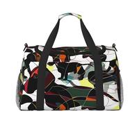 bvxcdd Sac fourre-tout de voyage pliable avec sangle d'épaule et double poignées pour w nd, gym, voyage d'affaires et bagage à main à l'aéroport Bleu et rose feu 127 x 83 x 66 cm, Black Dogs