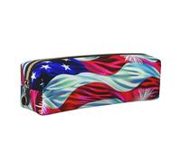 bvxcdd Trousse à crayons en cuir avec fermeture éclair et fermeture éclair métallique pour adultes, crayons, marqueurs, Drapeau américain patriotique du 4 juillet, Taille unique, Organiseur de sac