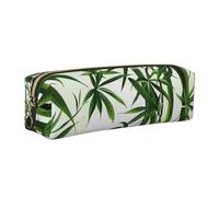 bvxcdd Trousse à crayons en cuir avec fermeture éclair et motif drapeau mexicain et tequila avec fermeture éclair métallique pour adultes, stylos, crayons, marqueurs, Green Bamboo Print Tropical