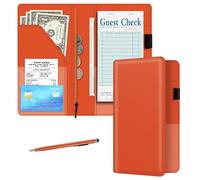 BVYA Livre de serveur pour serveuse, livre de serveur de 12,7 x 22,9 cm avec poche zippée, organiseur de portefeuille en cuir uni pour tablier de serveuse