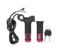 Bvznmilhd 1 Pair 10 Inch Electric Scooter Throttle Grip, Twist Throttle Handlebar with LCD Display and Power Key Locker, Aluminum Alloy Anti Slip Design for Electric Bike Bicycle E Mobility (Rouge)