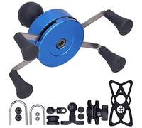 Bvznmilhd Support Universel pour téléphone Mobile en Forme de X avec Pince à Ressort, 13 Accessoires Inclus, Montage réglable sur Guidon pour 7, 8, SE, X, XS, XR et Galaxy S (Un (Bleu))