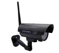 BW 2600BF Fausse caméra factice avec antenne WiFi, système de surveillance CCTV extérieur simulé lumière LED rouge pour la sécurité de la maison, autocollants d'avertissement