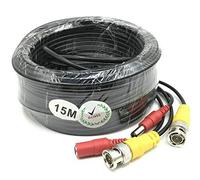 BW Câble d'alimentation BNC pour caméra de vidéosurveillance DVR Système de sécurité 15 m / 49,2 pieds Type de câble : 0,2 mm² Câble OD : 4,0 mm