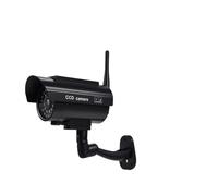 BW Caméra factice solaire - Caméra de vidéosurveillance factice pour extérieur et intérieur avec LED clignotante, étanche, réglable à 360°, fonctionne à l'énergie solaire avec batterie et autocollant