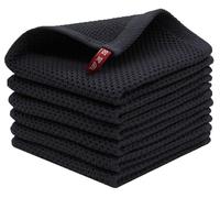 BW&HM Barista Lot de 6 torchons de nettoyage, en coton, pour machine à café, 33 x 33 cm, noir