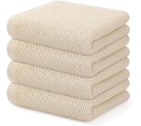 BW&HM Lot de 4 torchons de cuisine en coton - Torchons de vaisselle - Torchons de cuisine - Torchons de ménage - 33x74 cm - Beige