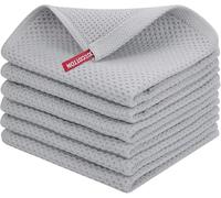 BW&HM Lot de 6 chiffons de nettoyage en coton - Lavables - Pour la maison et la cuisine - 33 x 33 cm - Gris clair